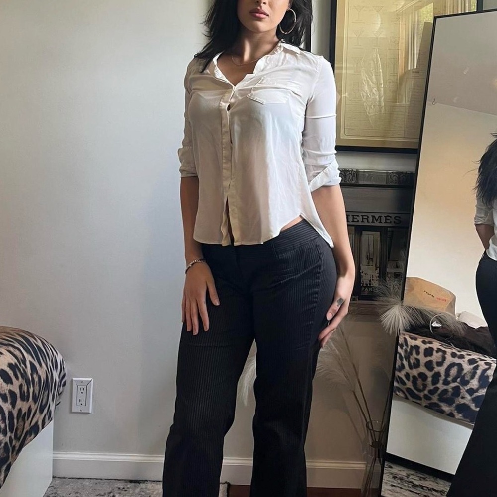 Cream white button up blouse